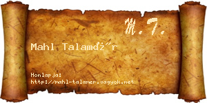 Mahl Talamér névjegykártya